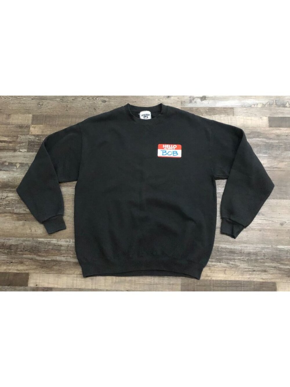 Vintage 90s Hello My Name is Bob Sweatshirt Black Mens XL on Lee Tag
